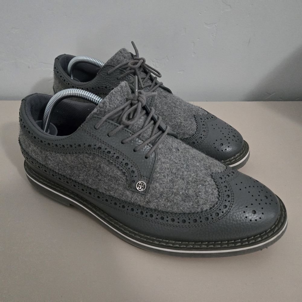 G/Fore - Longwing Gallivanter Grey Wool & Leather Golf Shoes - 10.5